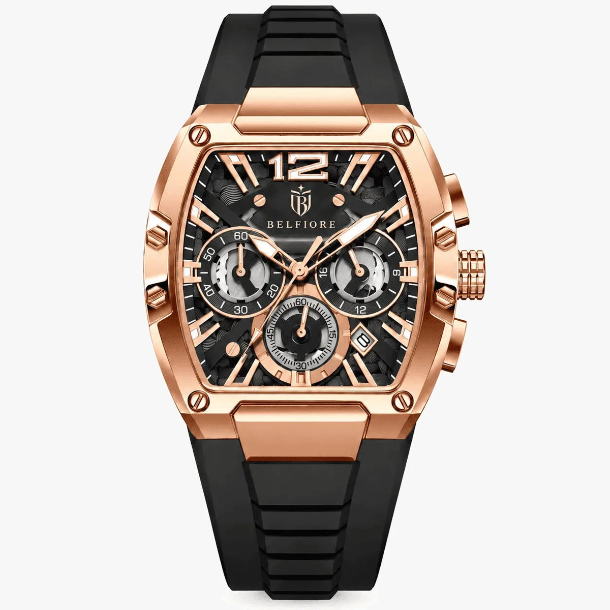 Marco Belfiore Millionaire men's stainless steel quartz watch, Obsidian colorway