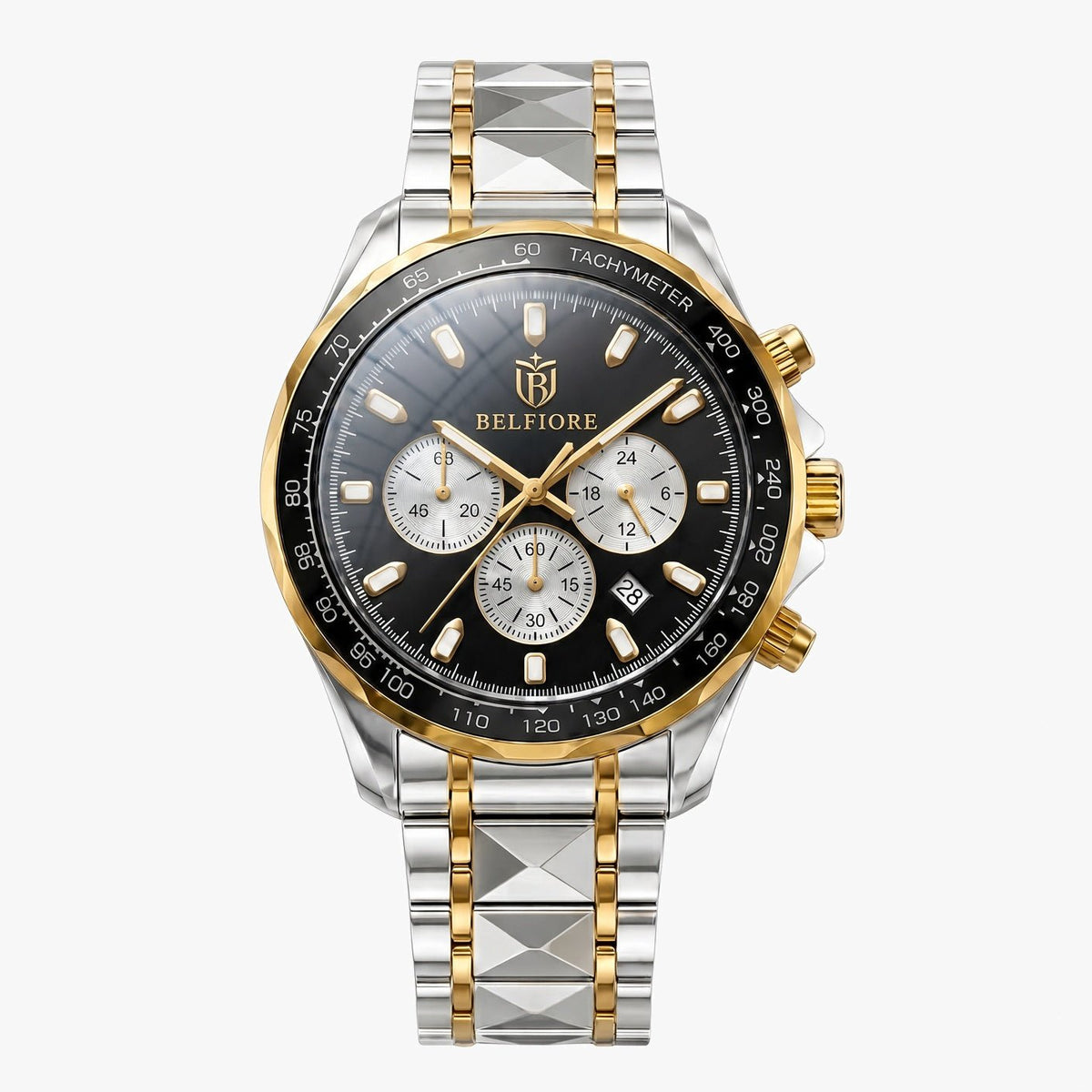 Marco Belfiore Prevalent men's stainless steel quartz watch, Gold Obsidian colorway