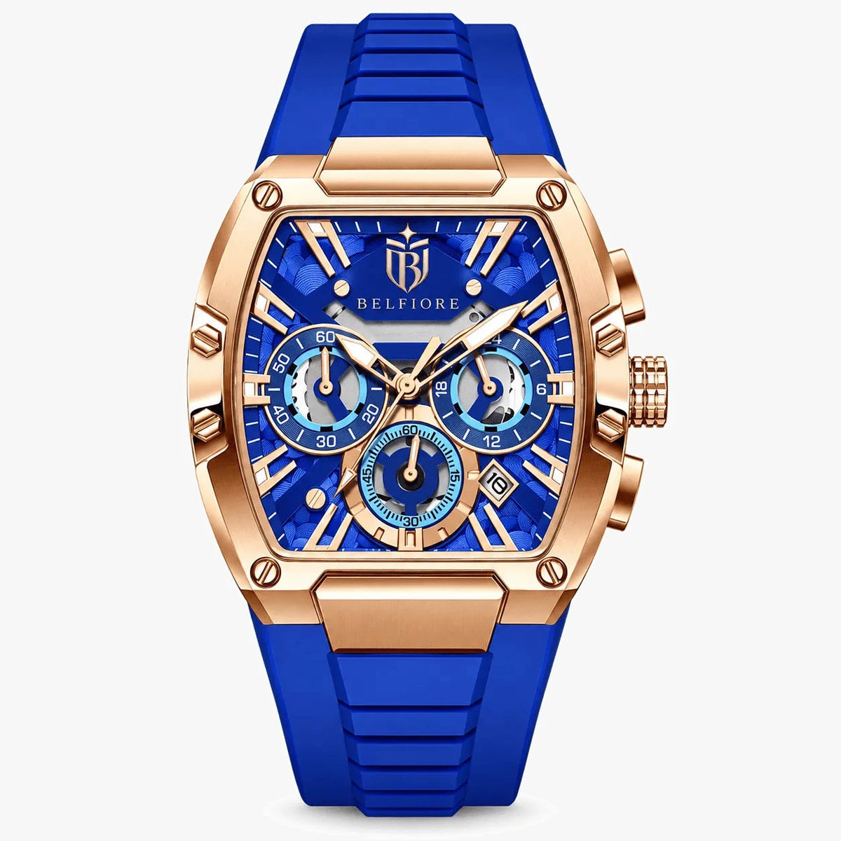 Marco Belfiore Millionaire men's stainless steel quartz watch, Cobalt colorway