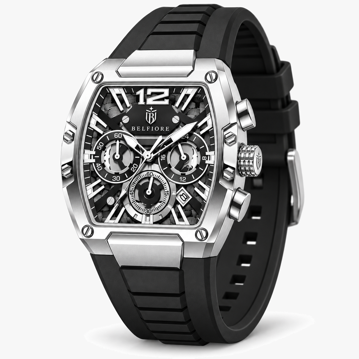 Marco Belfiore Millionaire men's stainless steel quartz watch, product view 7