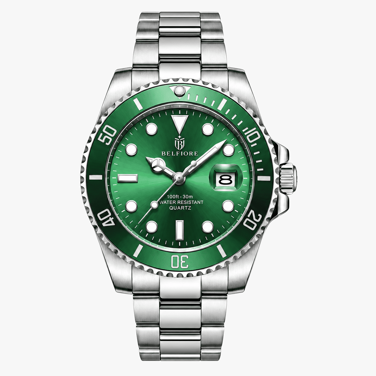 Marco Belfiore Nautico men's stainless steel quartz watch, Emerald colorway