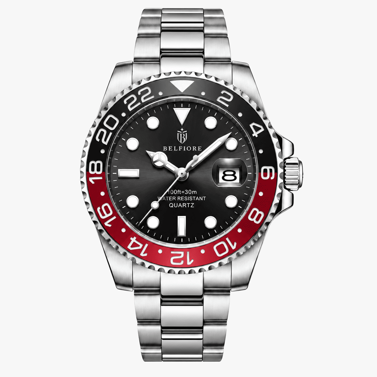 Marco Belfiore Nautico men's stainless steel quartz watch, Crimson colorway