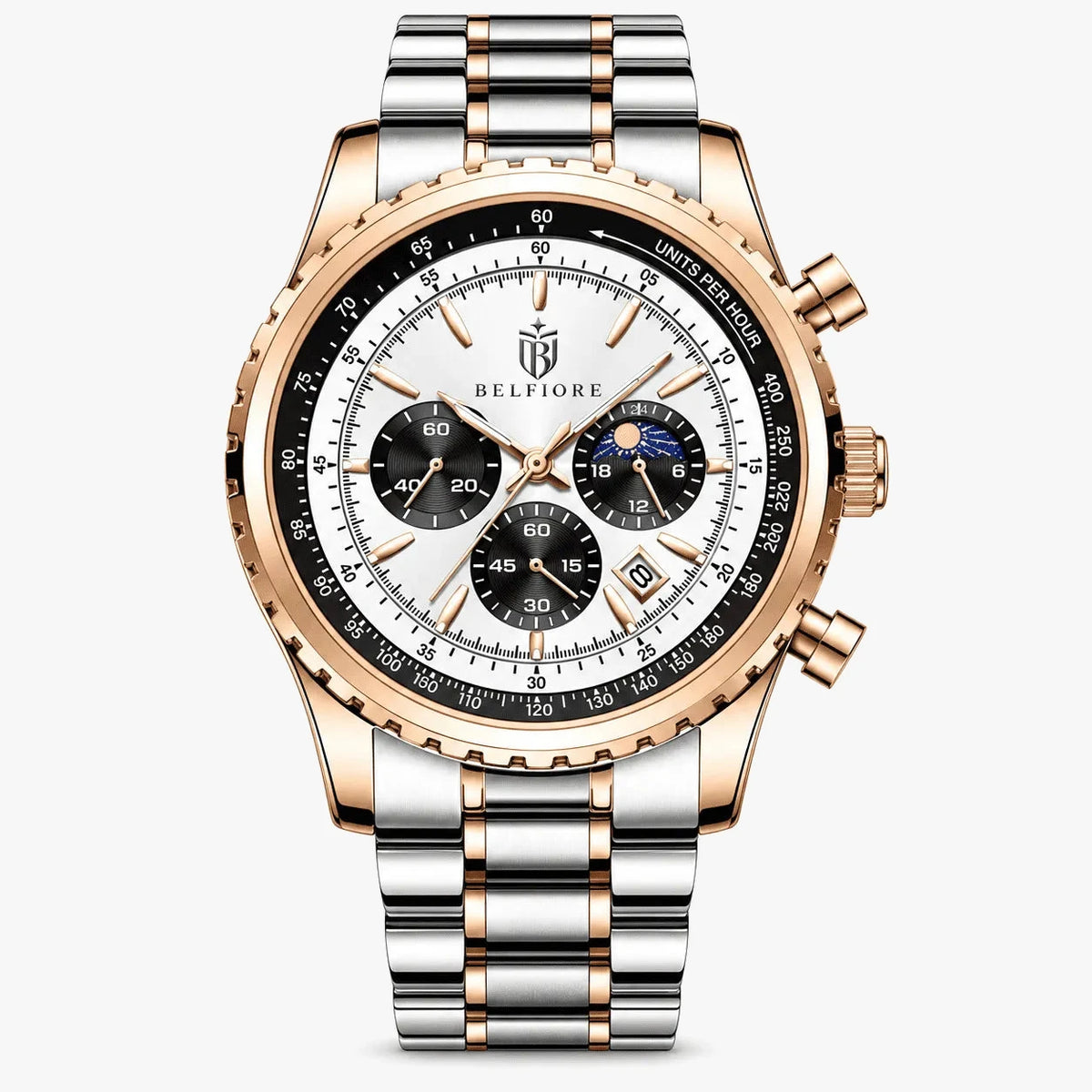 Marco Belfiore Colosso men's stainless steel quartz watch, Pearl colorway