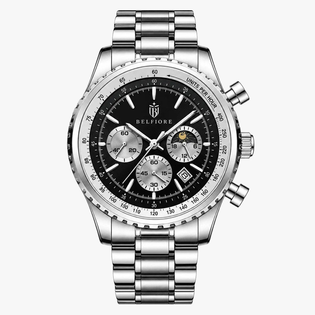 Marco Belfiore Colosso men's stainless steel quartz watch, Obsidian colorway